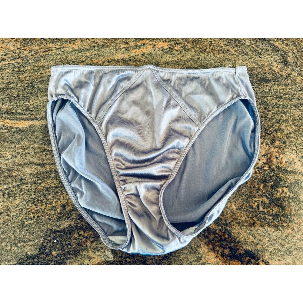 VICTORIA'S Secret Brief Light Blue SSS Hi Cut Panties Second Skin Satin L
